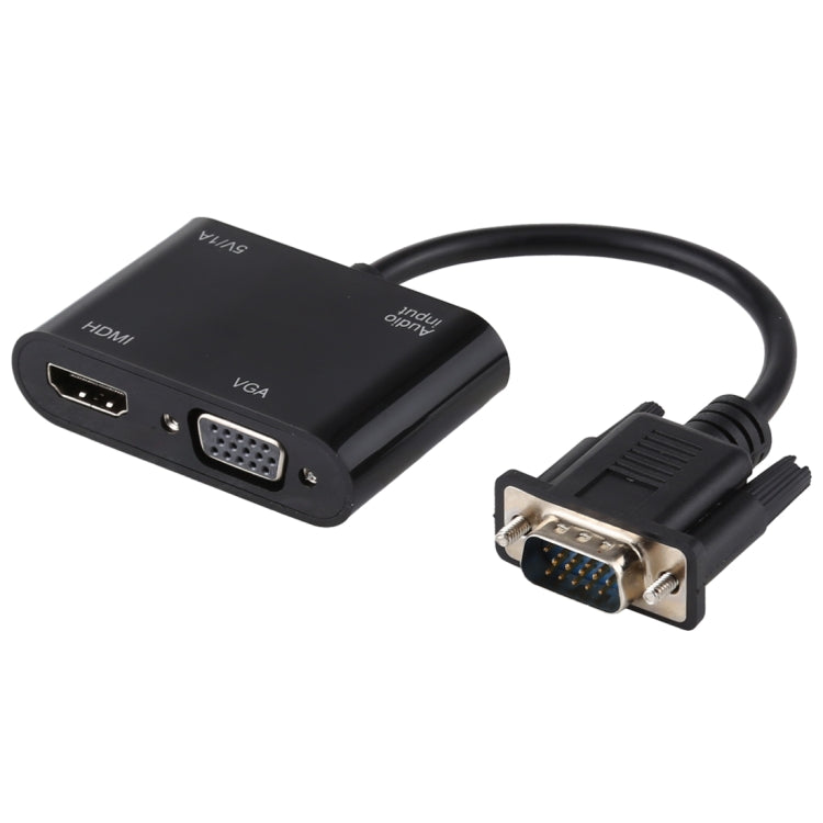อะแดปเตอร์แปลง VGA เป็น HDMI + VGA 15 พิน พร้อมเสียง 2 in 1