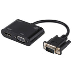 อะแดปเตอร์แปลง VGA เป็น HDMI + VGA 15 พิน พร้อมเสียง 2 in 1