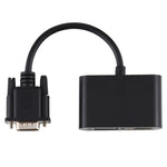 อะแดปเตอร์แปลง VGA เป็น HDMI + VGA 15 พิน พร้อมเสียง 2 in 1