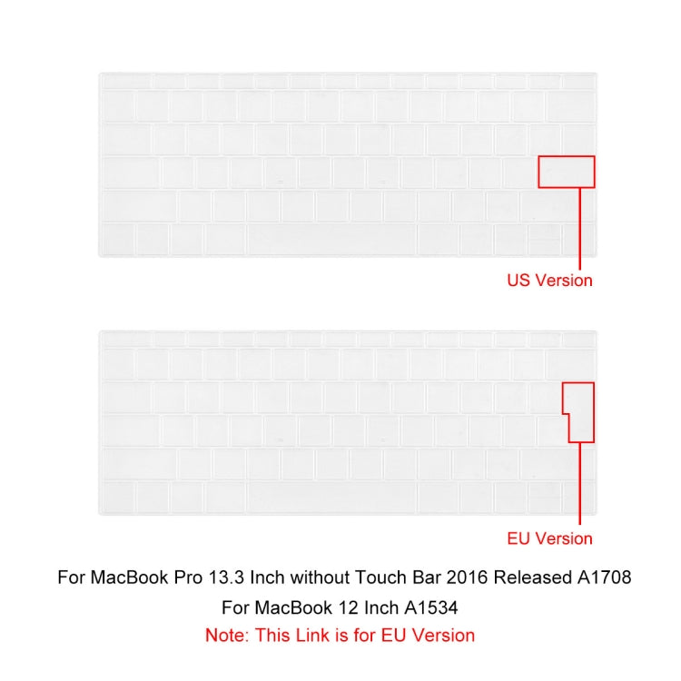ENKAY แผ่นป้องกันคีย์บอร์ด TPU สำหรับ MacBook Pro 13.3 นิ้ว ไม่มี Touch Bar A1708 / MacBook 12 ปี 2015 A1534 รุ่นยุโรป สำหรับ MacBook Pro 2016