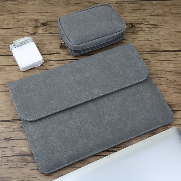 กระเป๋าในหนังด้านแมตต์แนวนอน 2-in-1 พร้อมกระเป๋าใส่สายชาร์จสำหรับ MacBook Air 11.6 นิ้ว A1465 (2012 - 2015) / A1370 (2010 - 2011), MacBook Air 11.6 นิ้ว A1465 (2012 - 2015) / A1370 (2010 - 2011)