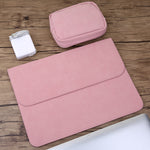 กระเป๋าในหนังด้านแมตต์แนวนอน 2-in-1 พร้อมกระเป๋าใส่สายชาร์จสำหรับ MacBook 12 นิ้ว A1534 (2015 - 2017), MacBook 12 นิ้ว A1534 (2015 - 2017)