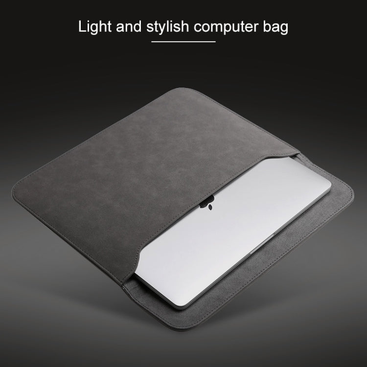กระเป๋าในหนังด้านแมตต์แนวนอน 2-in-1 พร้อมกระเป๋าใส่สายชาร์จสำหรับ MacBook 12 นิ้ว A1534 (2015 - 2017), MacBook 12 นิ้ว A1534 (2015 - 2017)