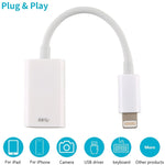 NK102 อะแดปเตอร์กล้อง 8 Pin ตัวผู้ เป็นพอร์ต USB ตัวเมียเดี่ยว, รองรับระบบ iOS 13.0 ขึ้นไป