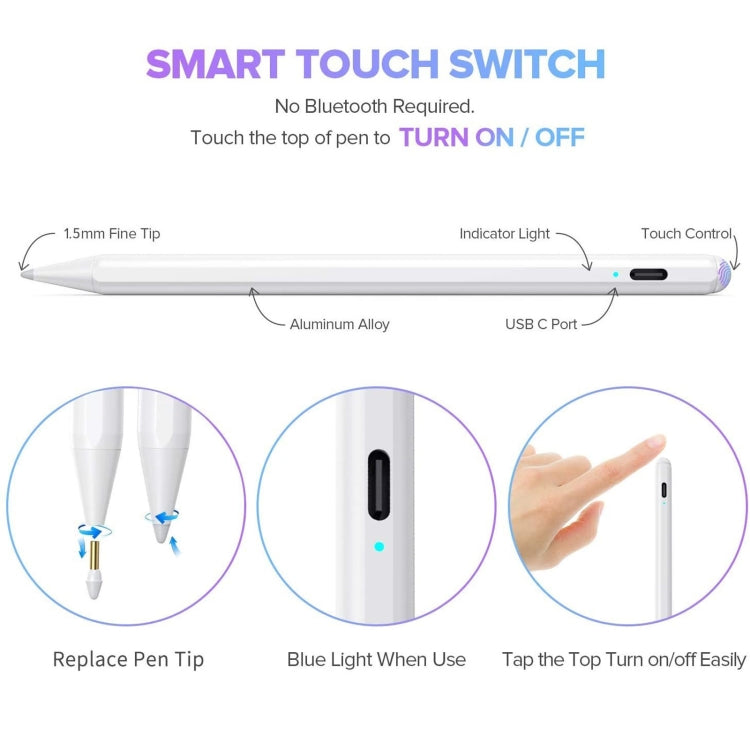 YP0016 ปากกาสไตลัสแม่เหล็กแบบความจุป้องกันการสัมผัสผิดสำหรับ iPad