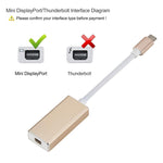 ตัวแปลง USB-C / Type-C 3.1 ตัวผู้เป็น Mini DP ตัวเมีย HD, ความยาว: 12 ซม., สีเงิน, สีทอง