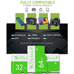 Richwell การ์ดหน่วยความจำ Micro SD (TF) ความเร็วสูง Class 10 ขนาด 32GB, 32GB