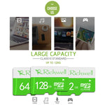 Richwell การ์ดหน่วยความจำ Micro SD(TF) ความเร็วสูง Class 10 ขนาด 16GB, 16GB