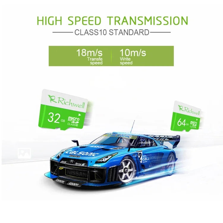 Richwell การ์ดหน่วยความจำ Micro SD(TF) ความเร็วสูง Class 10 ขนาด 16GB, 16GB