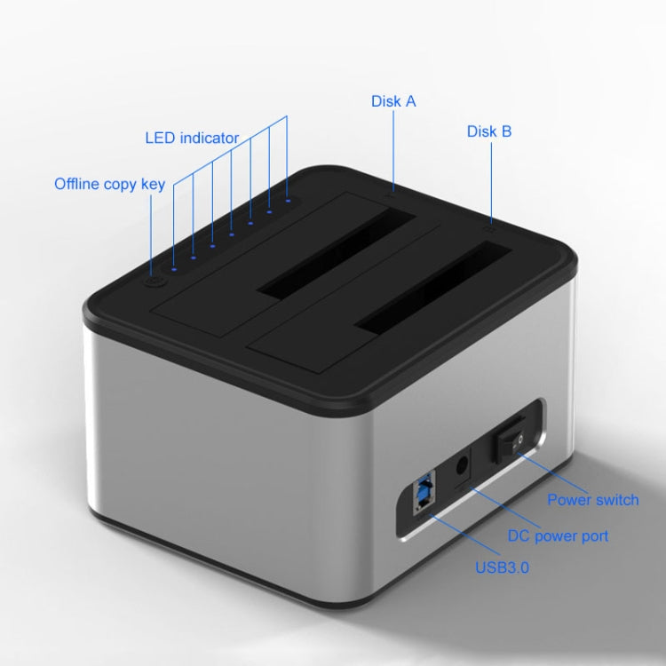 แท่นวางฮาร์ดไดรฟ์ Blueendless SATA USB 3.0 ขนาด 2.5 / 3.5 นิ้ว 2 ช่อง สำหรับคัดลอกออฟไลน์