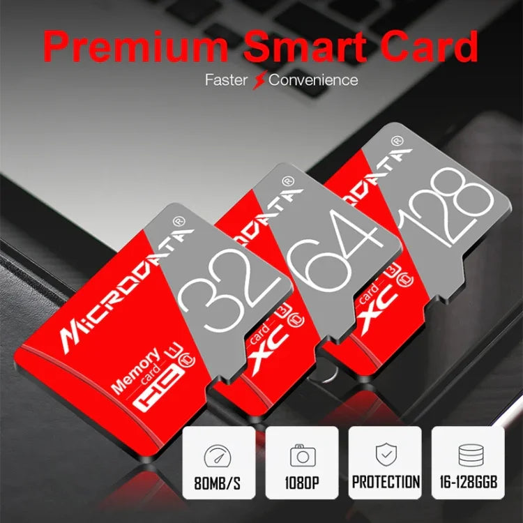 การ์ดความจำ MICRODATA 128GB Class10 สีแดงและเทา TF (Micro SD), 128GB
