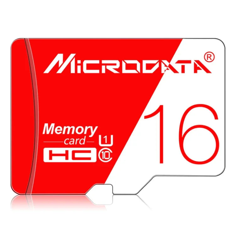 การ์ดความจำ MICRODATA 16GB ความเร็วสูง U1 สีแดงและขาว TF (Micro SD), 16GB