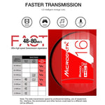 การ์ดหน่วยความจำ TF (Micro SD) ความเร็วสูง U1 สีแดงและขาว MICRODATA 32GB