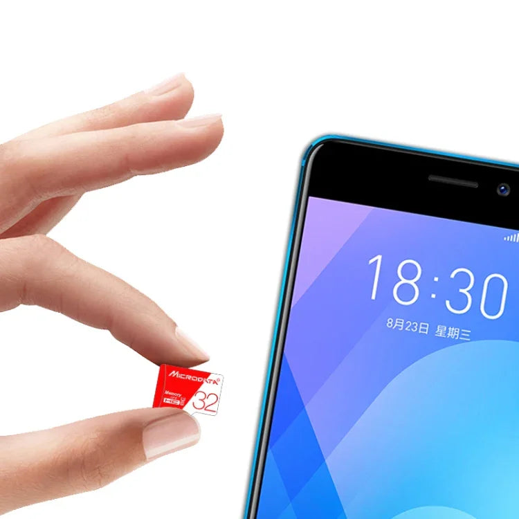 การ์ดหน่วยความจำ TF (Micro SD) ความเร็วสูง U1 สีแดงและขาว MICRODATA 32GB