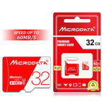 การ์ดหน่วยความจำ TF (Micro SD) ความเร็วสูง U1 สีแดงและขาว MICRODATA 32GB
