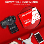 การ์ดหน่วยความจำ TF (Micro SD) ความเร็วสูง U1 สีแดงและขาว MICRODATA 32GB