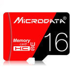 การ์ดหน่วยความจำ TF (Micro SD) ความเร็วสูง U1 สีแดงและดำ MICRODATA 16GB