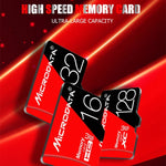 การ์ดหน่วยความจำ TF (Micro SD) ความเร็วสูง U1 สีแดงและดำ MICRODATA 16GB
