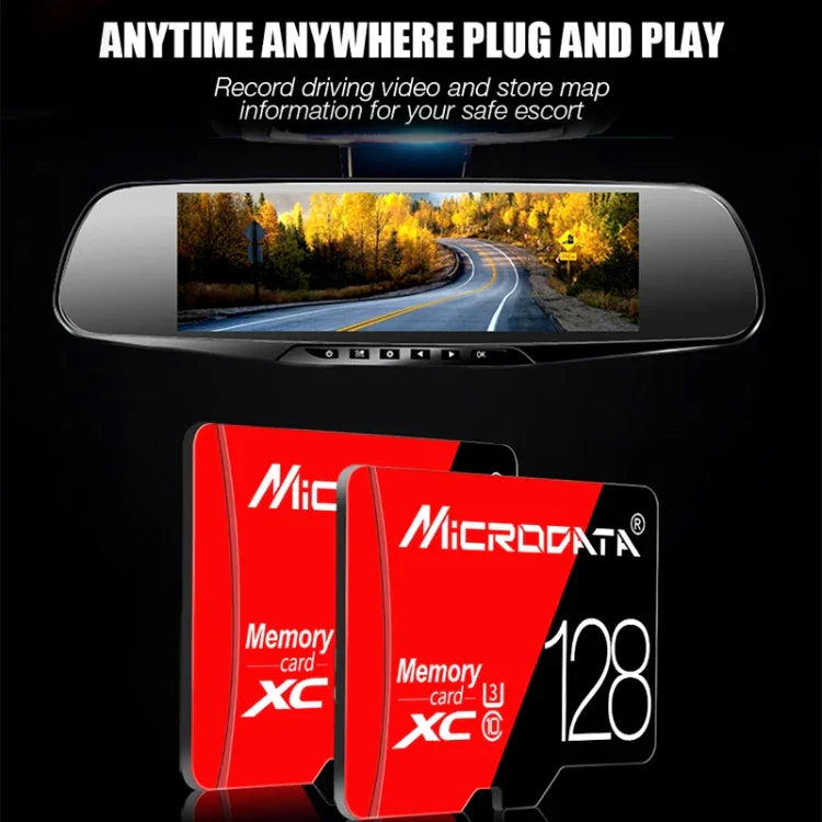 การ์ดหน่วยความจำ TF (Micro SD) ความเร็วสูง U1 สีแดงและดำ MICRODATA 16GB