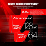 การ์ดหน่วยความจำ TF (Micro SD) ความเร็วสูง U1 สีแดงและดำ MICRODATA 16GB