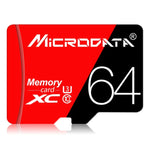 การ์ดหน่วยความจำ TF (Micro SD) ความเร็วสูง U3 สีแดงและดำ MICRODATA 64GB