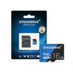 การ์ดหน่วยความจำ TF (Micro SD) ความเร็วสูง U1 สีน้ำเงินและดำ STICKDRIVE 16GB
