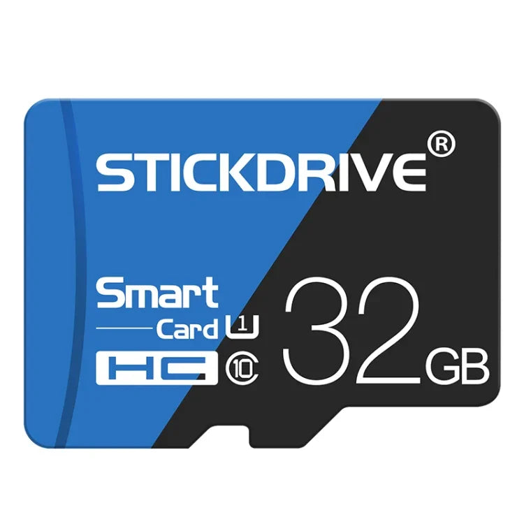 การ์ดหน่วยความจำ TF (Micro SD) ความเร็วสูง U1 สีน้ำเงินและดำ STICKDRIVE 32GB