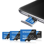 การ์ดหน่วยความจำ TF (Micro SD) ความเร็วสูง U1 สีน้ำเงินและดำ STICKDRIVE 32GB
