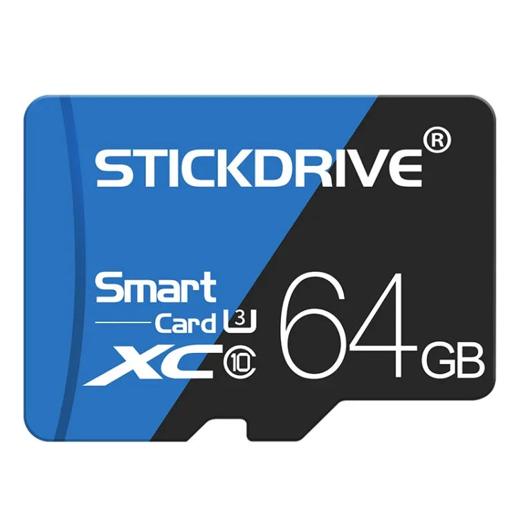 การ์ดหน่วยความจำ TF (Micro SD) ความเร็วสูง U3 สีน้ำเงินและดำ STICKDRIVE 64GB