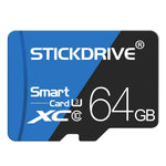 การ์ดหน่วยความจำ TF (Micro SD) ความเร็วสูง U3 สีน้ำเงินและดำ STICKDRIVE 64GB