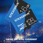 การ์ดหน่วยความจำ TF (Micro SD) ความเร็วสูง U3 สีน้ำเงินและดำ STICKDRIVE 64GB