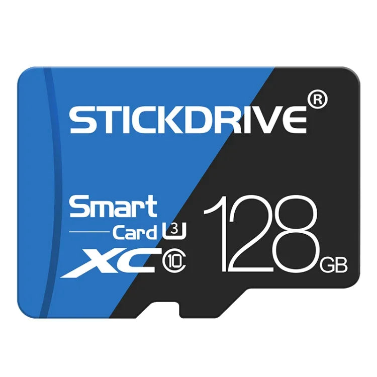 การ์ดความจำ STICKDRIVE 128GB ความเร็วสูง U3 สีฟ้าและดำ TF (Micro SD), 128GB