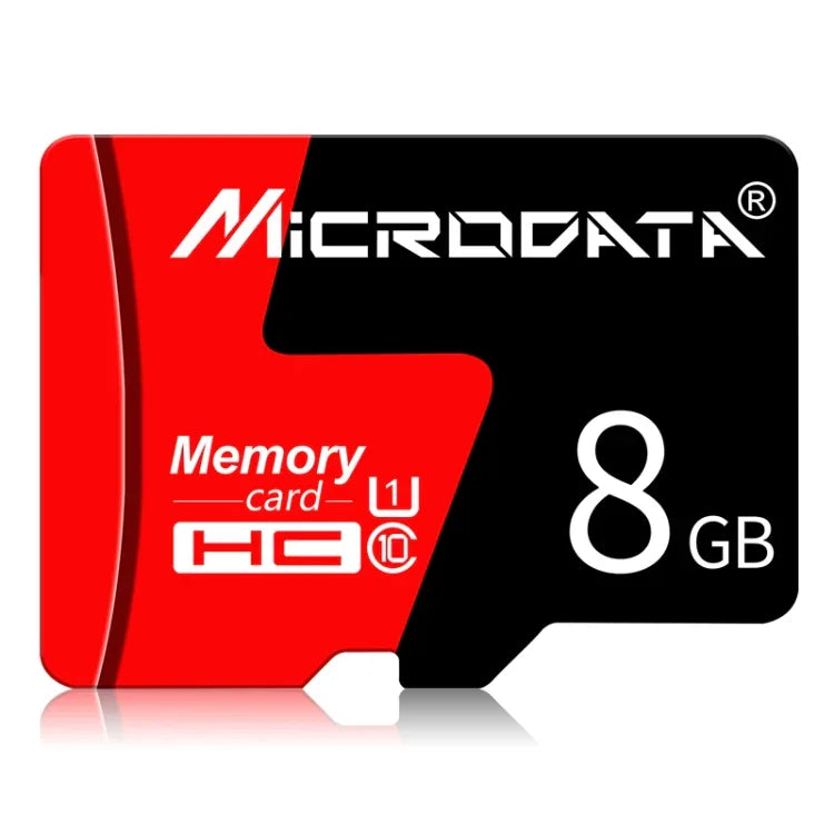 การ์ดหน่วยความจำ TF (Micro SD) U1 สีแดงและดำ MICRODATA 8GB