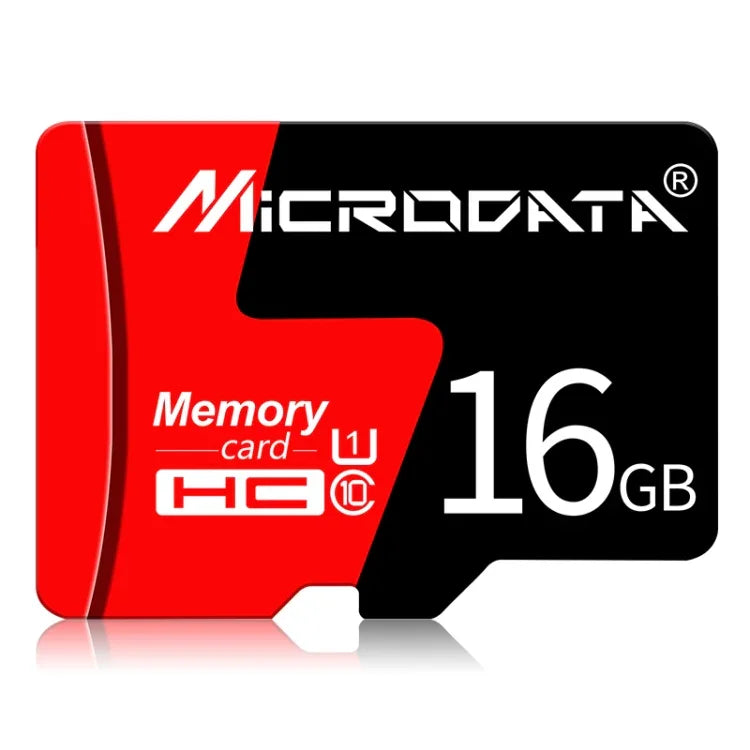 MICRODATA การ์ดหน่วยความจำ TF (Micro SD) 16GB U1 สีแดงและดำ, 16GB