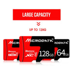 การ์ดหน่วยความจำ TF (Micro SD) U3 สีแดงและดำ MICRODATA 64GB