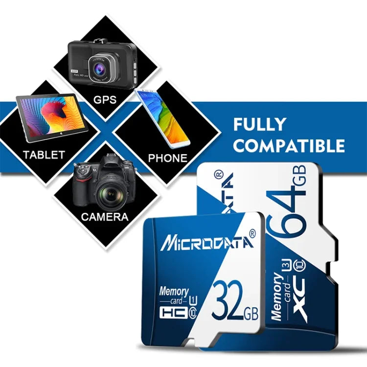 MICRODATA การ์ดหน่วยความจำ TF (Micro SD) 16GB U1 สีน้ำเงินและขาว, 16GB