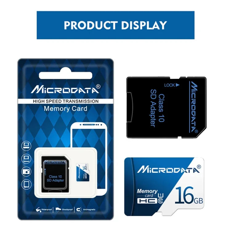 MICRODATA การ์ดหน่วยความจำ TF (Micro SD) 16GB U1 สีน้ำเงินและขาว, 16GB