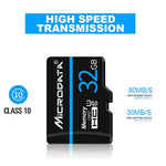 MICRODATA การ์ดหน่วยความจำ TF (Micro SD) 32GB U1 สายสีน้ำเงินและดำ, 32GB