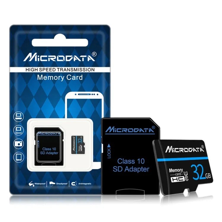 MICRODATA การ์ดหน่วยความจำ TF (Micro SD) 32GB U1 สายสีน้ำเงินและดำ, 32GB