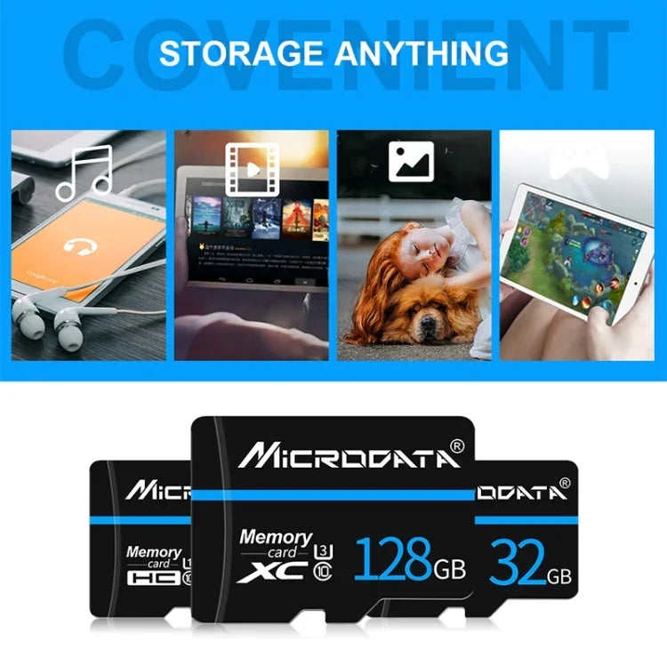 MICRODATA การ์ดหน่วยความจำ TF (Micro SD) 32GB U1 สายสีน้ำเงินและดำ, 32GB