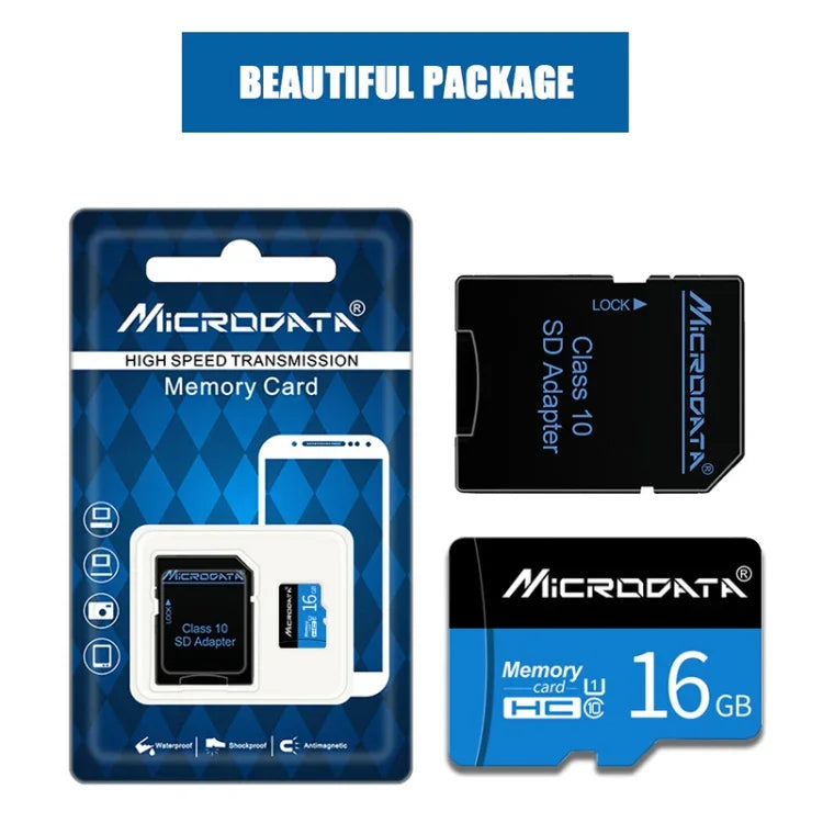 MICRODATA การ์ดหน่วยความจำ TF (Micro SD) 16GB U1 สีน้ำเงินและดำ, 16GB