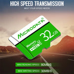 MICRODATA การ์ดหน่วยความจำ TF(Micro SD) 64GB U3 สีเขียวและขาว, 64GB