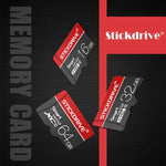 STICKDRIVE การ์ดหน่วยความจำ TF(Micro SD) 64GB U3 สีขาวเส้นแดงและดำ, 64GB