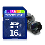 Microdrive การ์ดหน่วยความจำ SD ความเร็วสูง Class 10 ขนาด 16GB สำหรับอุปกรณ์ดิจิทัลทุกชนิดที่มีช่องใส่การ์ด SD, 16GB