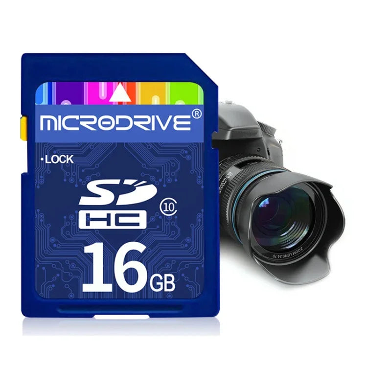 Microdrive การ์ดหน่วยความจำ SD ความเร็วสูง Class 10 ขนาด 16GB สำหรับอุปกรณ์ดิจิทัลทุกชนิดที่มีช่องใส่การ์ด SD, 16GB