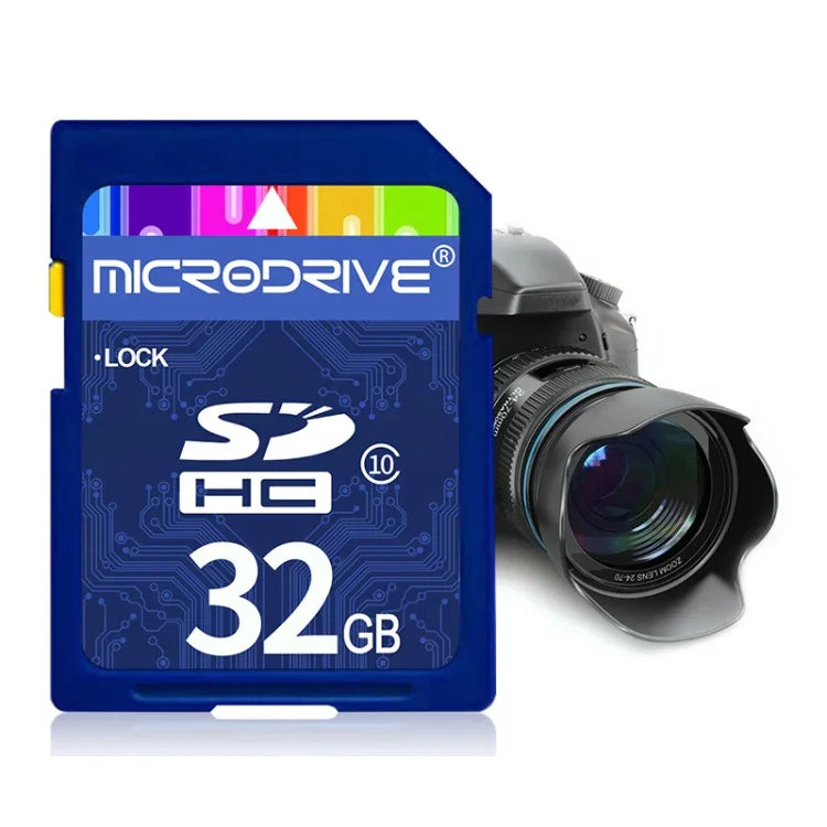 Microdrive การ์ดหน่วยความจำ SD ความเร็วสูง Class 10 ขนาด 32GB สำหรับอุปกรณ์ดิจิทัลทุกชนิดที่มีช่องใส่การ์ด SD, 32GB