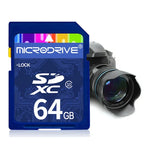 Microdrive การ์ดหน่วยความจำ SD ความเร็วสูง Class 10 ขนาด 64GB สำหรับอุปกรณ์ดิจิทัลทุกชนิดที่มีช่องใส่การ์ด SD, 64GB