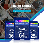 Microdrive การ์ดหน่วยความจำ SD ความเร็วสูง Class 10 ขนาด 64GB สำหรับอุปกรณ์ดิจิทัลทุกชนิดที่มีช่องใส่การ์ด SD, 64GB