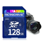 Microdrive การ์ดหน่วยความจำ SD ความเร็วสูง Class 10 ขนาด 128GB สำหรับอุปกรณ์ดิจิทัลทุกชนิดที่มีช่องใส่การ์ด SD, 128GB
