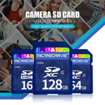Microdrive การ์ดหน่วยความจำ SD ความเร็วสูง Class 10 ขนาด 128GB สำหรับอุปกรณ์ดิจิทัลทุกชนิดที่มีช่องใส่การ์ด SD, 128GB